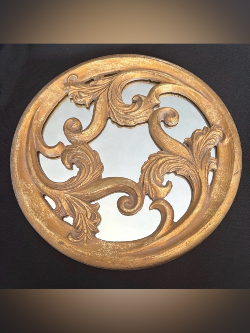 Florentine Style Round Gold Wall Mirror Decor - Hollywood Regency - Classic
